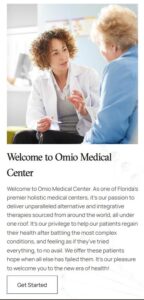 Website section highlighting holistic medical treatments and wellness center introduction