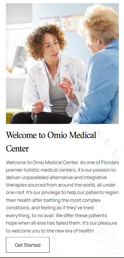 Website section highlighting holistic medical treatments and wellness center introduction